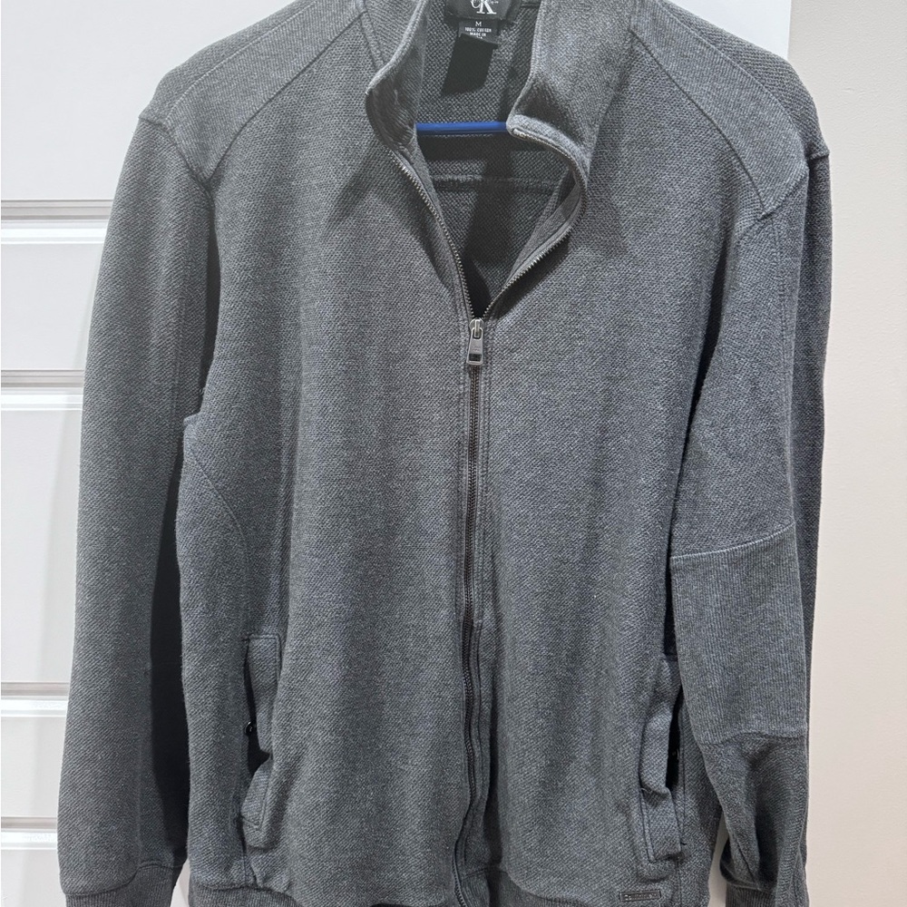Calvin Klein Men's Charcoal Zip-Up Sweater